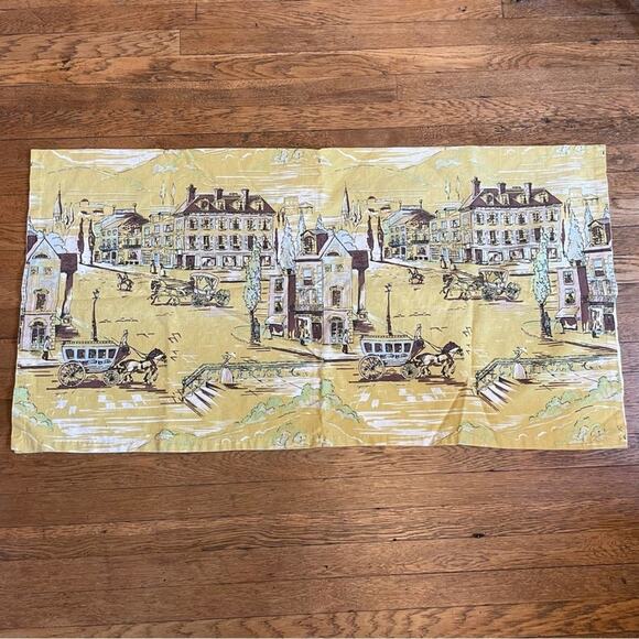 Vintage Atlanta A Hand Print Tablecloth handmade town square horses - Picture 1 of 7